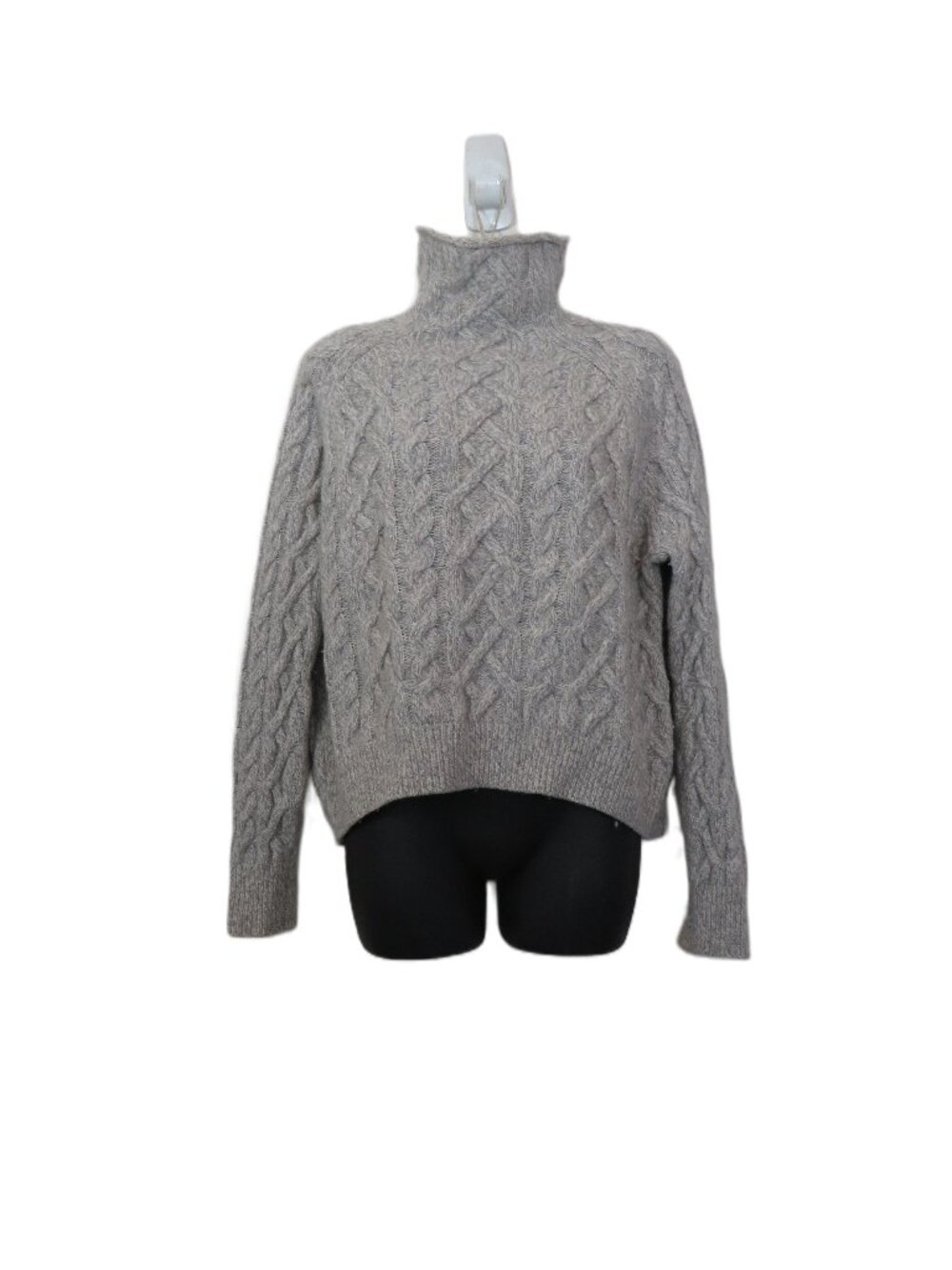Vince size Small Cable Knit Turtleneck Sweater Wool Cashmere Blend Gray